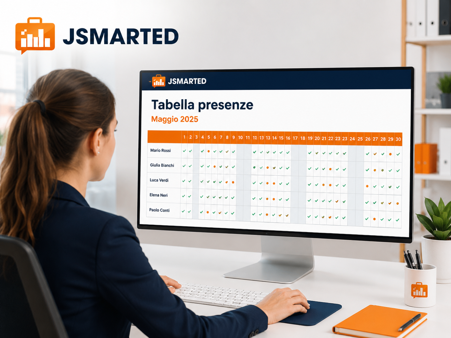 Tabella mensile delle presenze gestita con JSMARTED